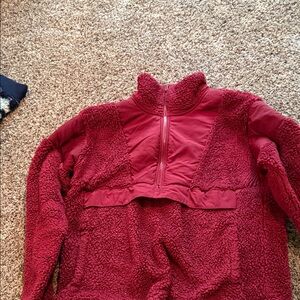 PINK Victoria's Secret Burgundy Sherpa Pullover
